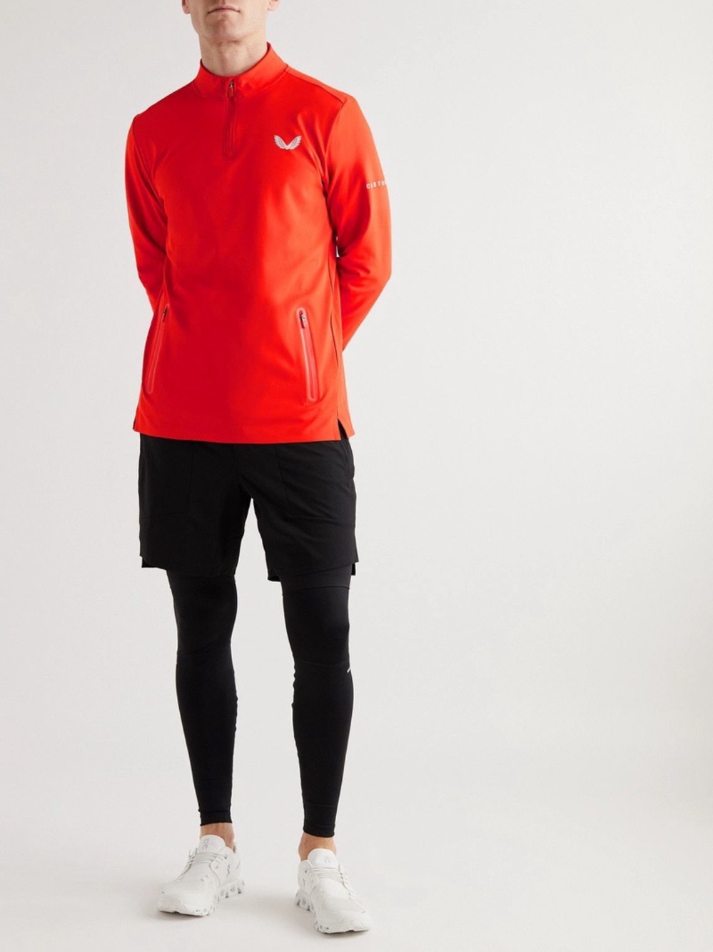 CASTORE Mens Small S Performance 1/4 Zip Orange Top Active Stretch 1/2 Zip Mint